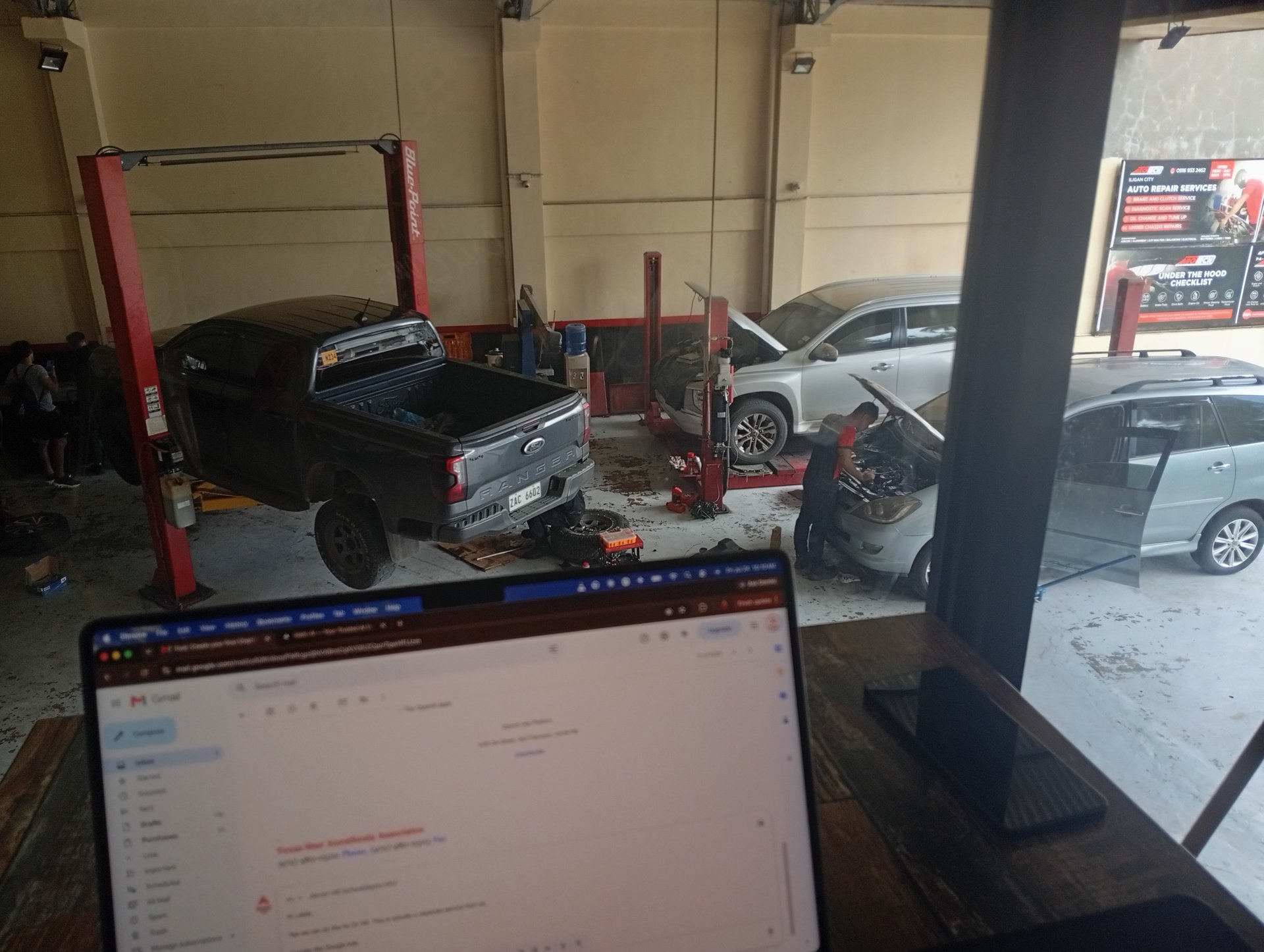 Service bay at Motech Iligan City with vehicles up on the lifts