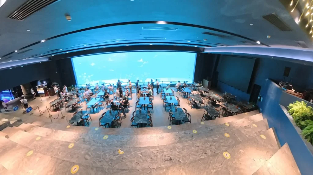 Aqua Dining restaurant beside the giant aquarium window at Cebu Ocean Park